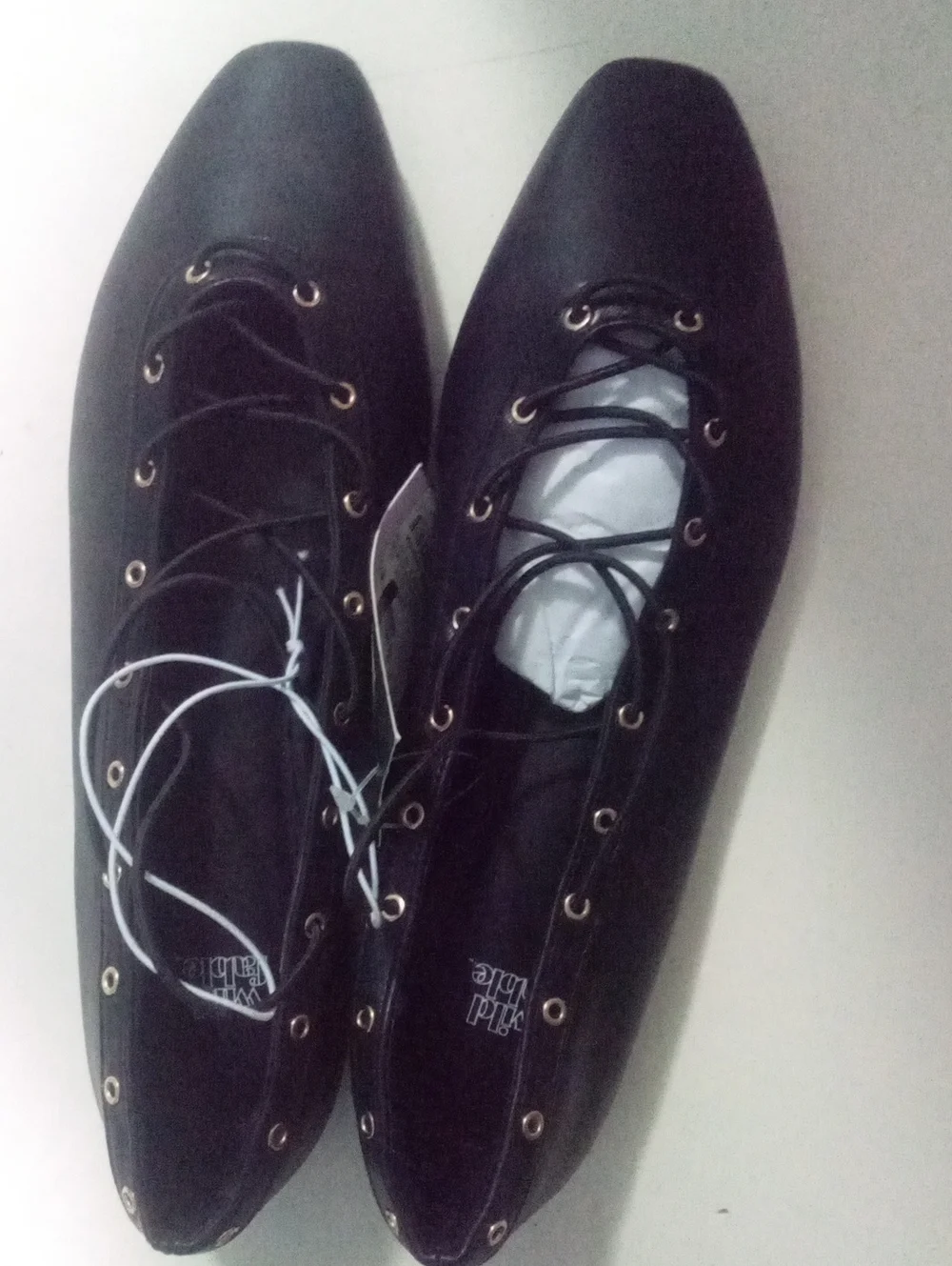 Wild Fable Black Lace-Up Pointed Toe Flats NWT $40 Style Jay
